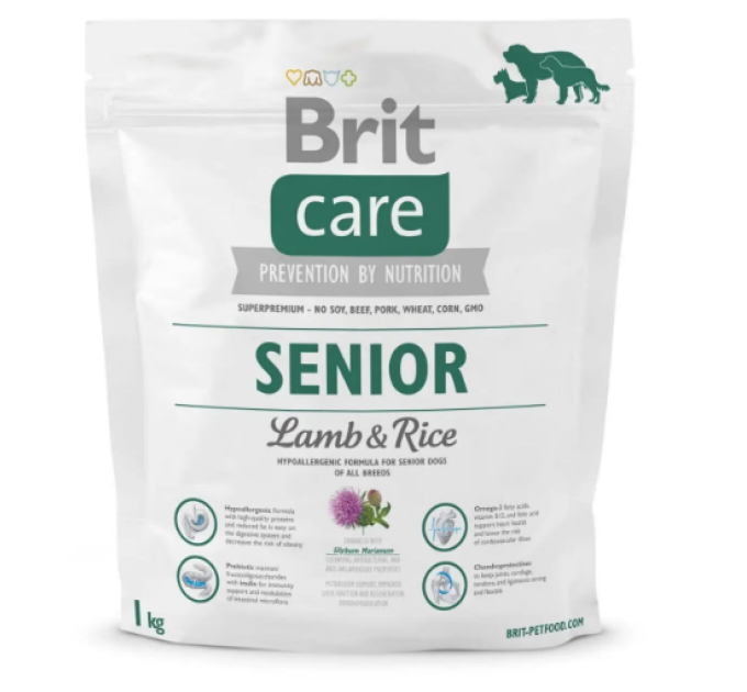 Корм Бріт Brit Care Senior Lamb and Rice 1 kg (д/пожилых всех пород)
