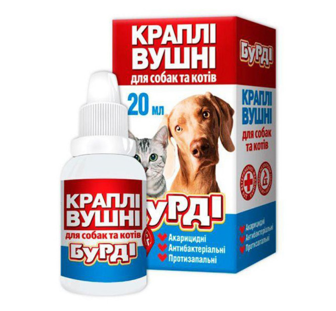 Бурді краплі вушні для котів та собак, 20 мл, O.L.KAR.