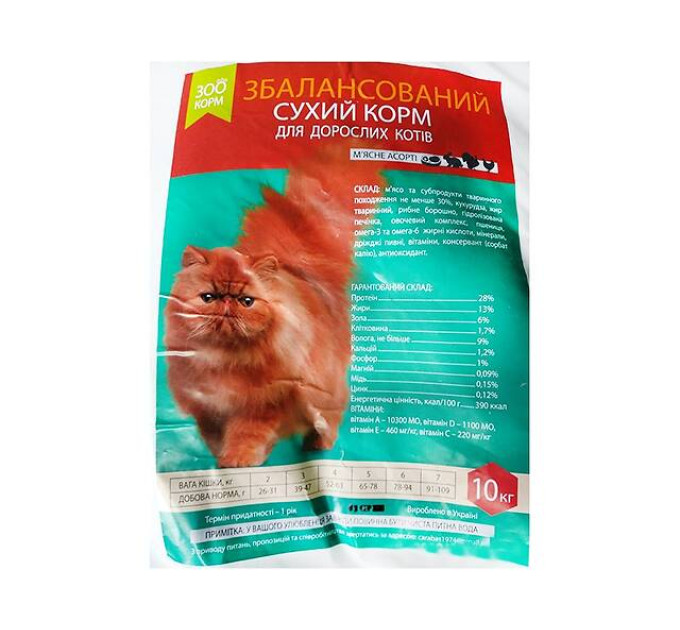Сухий корм для дорослих котів (асорті) 10кг