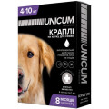 Краплі Unicum premium від гельмінтів, бліх та кліщів на холку для собак вагою 4-10кг