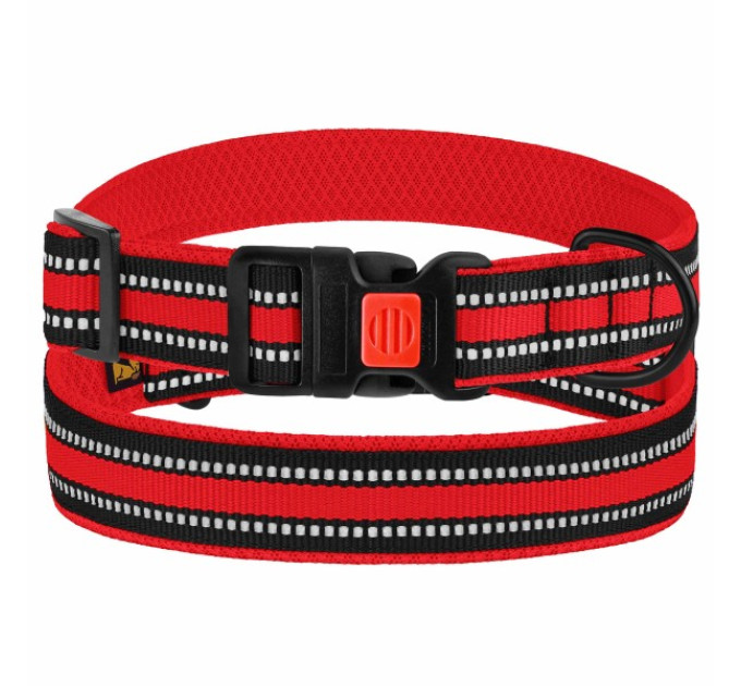 51/1603/Т Нашийник для собак Bronzedog Mesh (розмір М, обхват шиї 30-40 см, ширина 20мм), колір черв