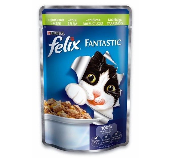 FELIX Fantastic (Фелікс Фантастік). З кроликом. Шматочки у желе. Конс/кот 20х100г