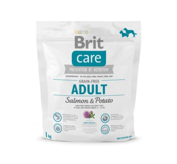 Сухий корм Brit Care GF Adult Salmon&Potato  для собак вагою до 25 кг. 1 кг.