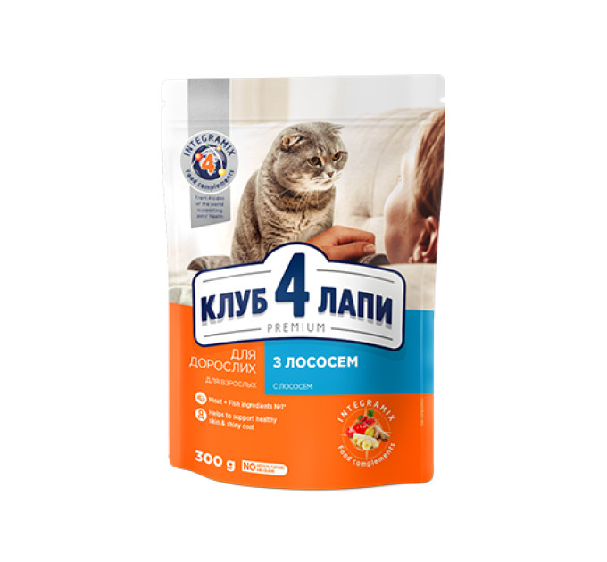 Клуб 4 лапи CLUB 4 PAWS Преміум "З лососем в желе". Повнораціонний консервований корм для дорослих котів 0,1 кг