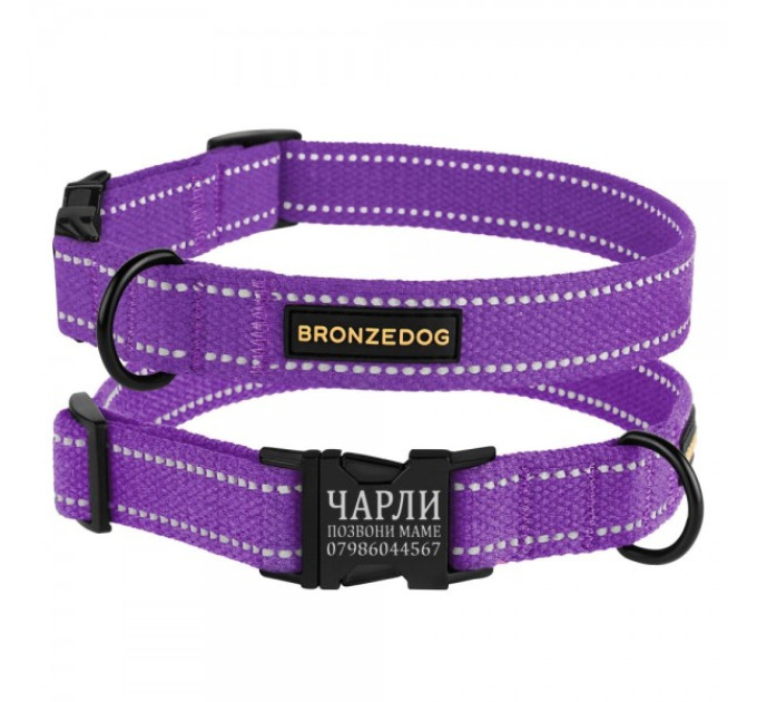46/1509Б/Т Нашийник для собак ТМ BronzeDog "Брезент" метал, розмір S (обхват шиї 25-33 см, ширина 20