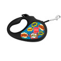 8125-0087-01 Повідець-рулетка для собак WAUDOG R-leash, малюнок "ВАУ", M, до 25 кг, 5 м, світловідби