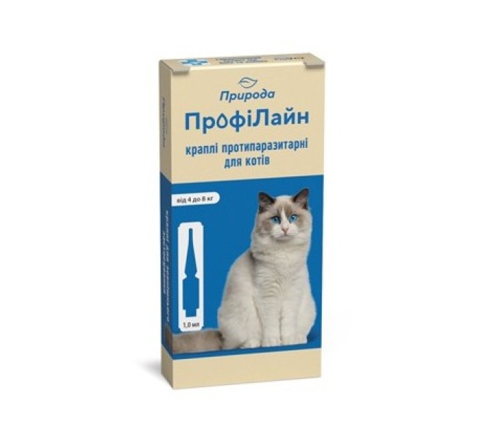 Краплі від бліх та кліщів Природа ПрофіЛайн для котів від 4 до 8 кг 1 піпетка х 1 мл