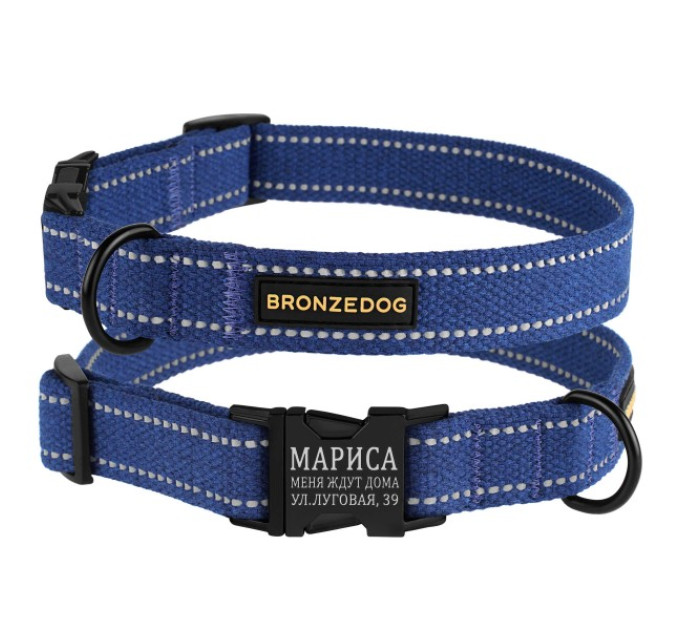 48/1502Б/Т Нашийник для собак ТМ BronzeDog "Брезент" метал, розмір L (обхват шиї 35-53 см, ширина 25