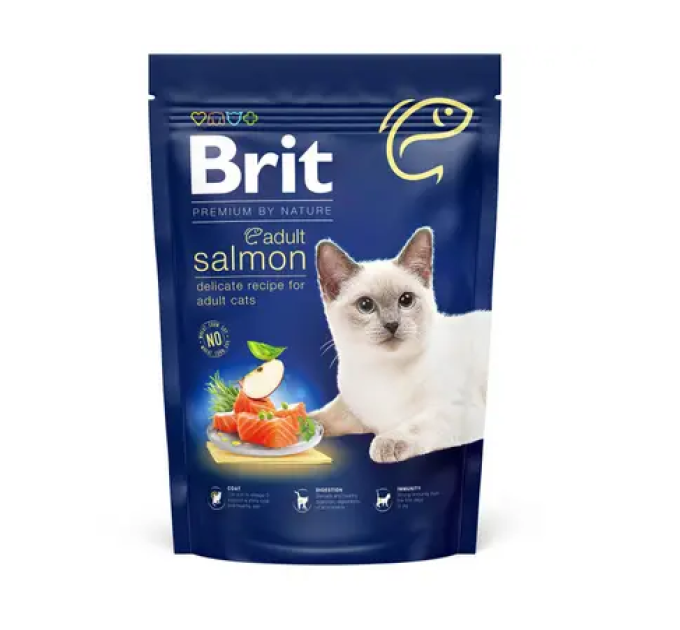 Brit Premium Cat Adult Salmon 800g Сухий корм з лососем для дорослих котів Brit Premium Cat Adult Salmon 800g Сухий корм з лососем для дорослих котів