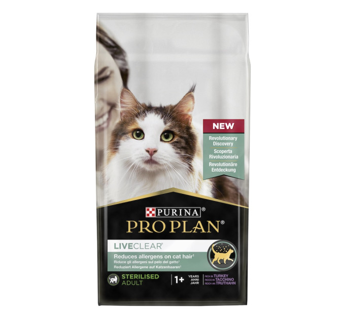 ProPlan LiveClear Sterilised. З індичкою. Для кастрованих котів, сух 6х1,4кг