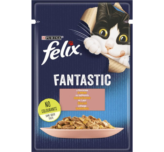FELIX Fantastic (Фелікс Фантастік). З лососем. Шматочки у желе. Конс/кот 26х85г