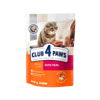 Корм для дорослих котів Клуб 4 лапи CLUB 4 PAWS Преміум "З Телятиною". Повнораціонний сухий  0,3 кг