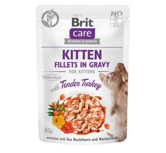 Корм Бріт Brit Care Cat pouch 85g филе в соусе нежная индейка д/котят
