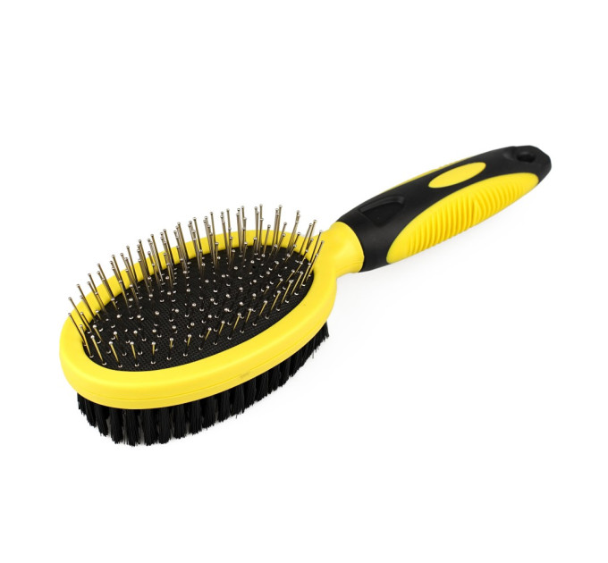HSAF-S Щітка масажна двостороння S Bronzedog/Double sided slicker and bristle pet brush hair remover