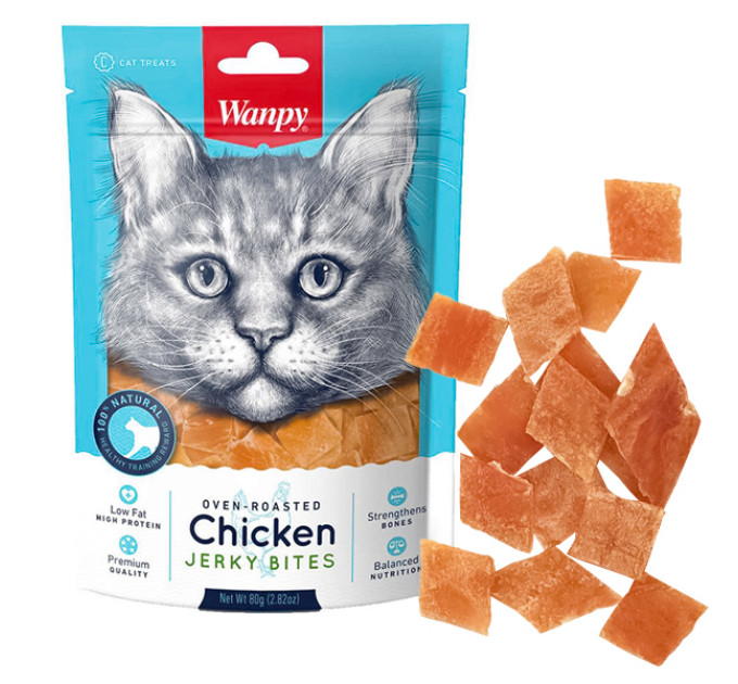CA-09H Wanpy шматочки курячі в\'ялені (Chicken Jerky Bites) ласощі для котів 80г