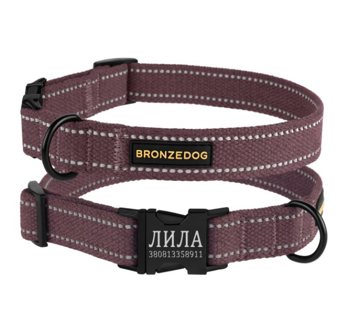 47/1503Б/Т Нашийник для собак ТМ BronzeDog "Брезент" метал, розмір М (обхват шиї 30-40 см, ширина 20