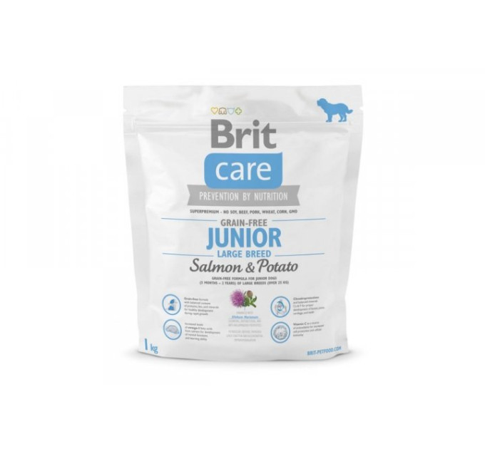 Корм Бріт Brit Care GF Junior Large Breed Salmon and Potato 1 kg (д/щенков гигантских пород)