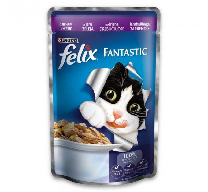 FELIX Fantastic (Фелікс Фантастік). З ягням. Шматочки у желе. Конс/кот 20х100г