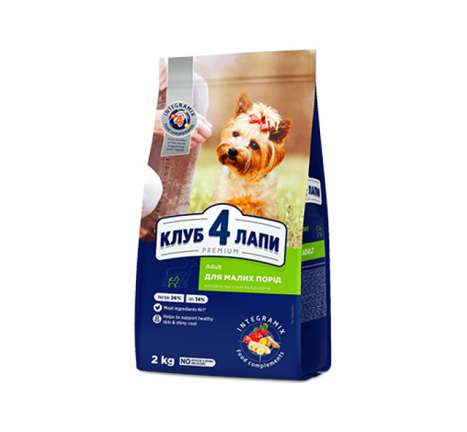 Клуб 4 лапи CLUB 4 PAWS Преміум для малих порід. Повнораціонний сухий корм для дорослих собак 2,0 кг