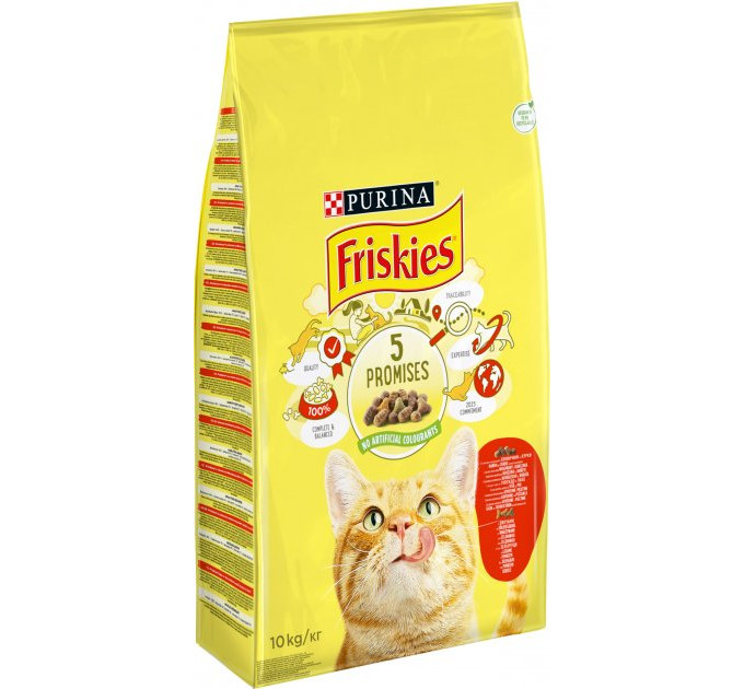 Friskies(Фріскіс).З яловичиною, куркою, овочами.Сух/кот 10кг