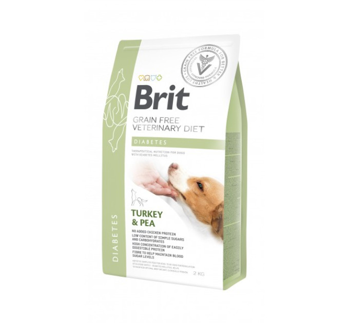 Корм Бріт Brit GF VetDiets Dog Diabetes 2 kg при сахарном диабете с идейкой и горохом