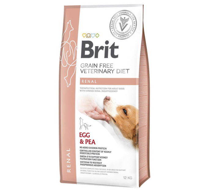 Корм Бріт Brit GF VetDiets Dog Renal 12 kg при почечной недостаточности с яйцом, горохом и гречкой