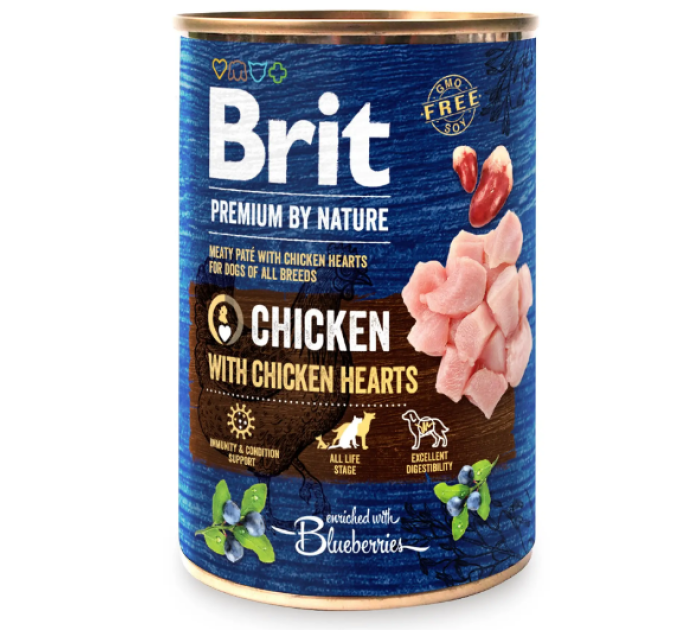 Корм Бріт Brit Premium by Nature k 800 г курица с куриным сердцем