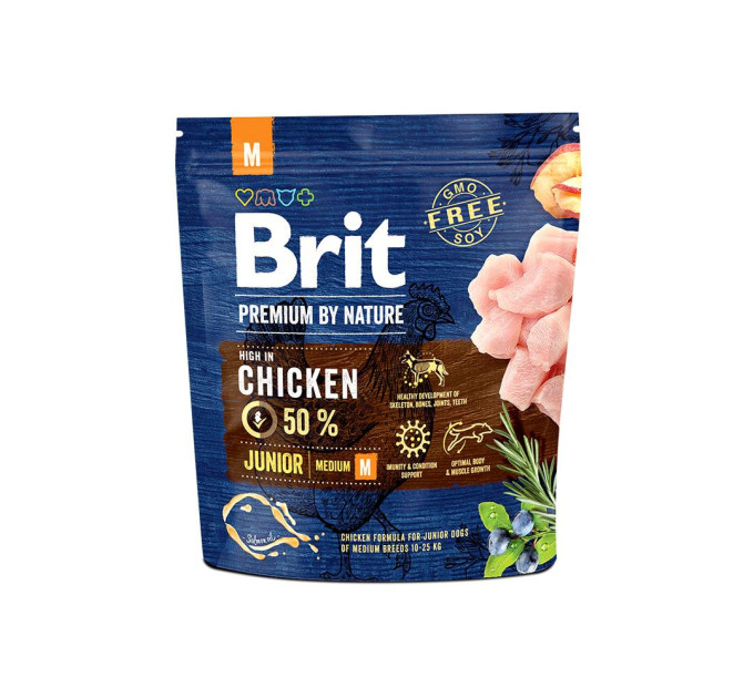 Корм  Brit Premium  Dog Junior  M 1кг