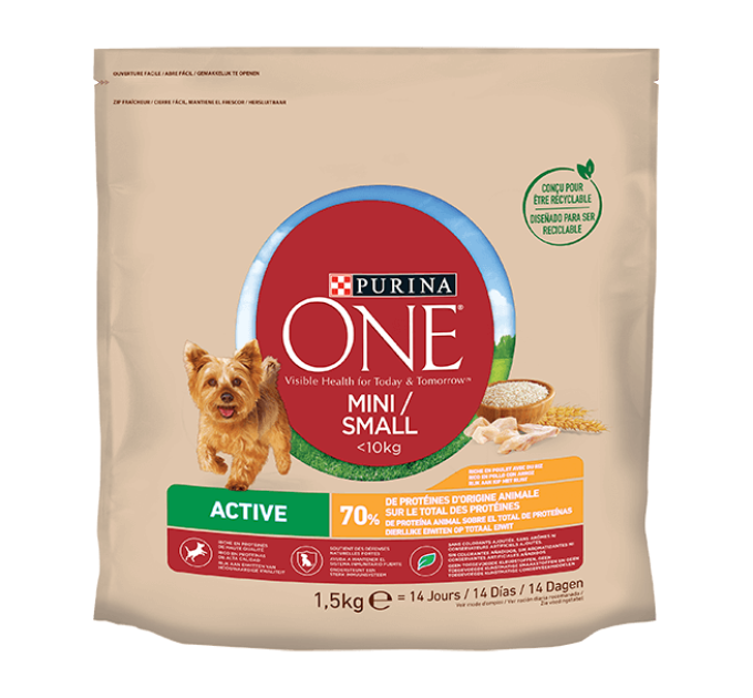 Purina One Mini Active(Ван МІНІ).З куркою та рисом. Для активних собак, сух 6х1,5кг