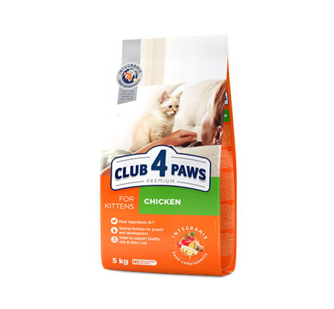 Клуб 4 лапи CLUB 4 PAWS Преміум для кошенят "КУРКА". Повнораціонний сухий корм 5,0 кг