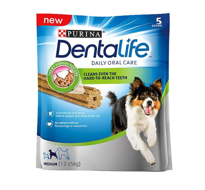 Purina DentaLife Medium. Ласощі для підтримки здоров\'я порожнини рота дорослих собак середніх порід.