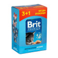Набір паучів 3+1 Brit Premium для кошенят курка 4х100г