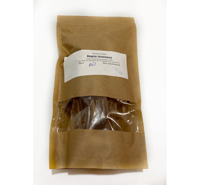 Ласощі Аорта яловича сушена 60 г (крафт-пакет)