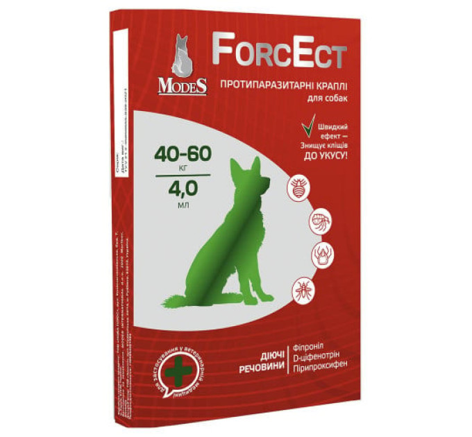 Краплі Modes ForcEct протипаразитарні для собак 40-60кг 4,0мл (3шт.- уп)