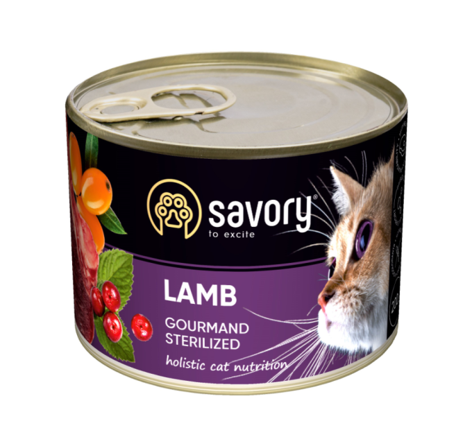 Набір консерв Savory 3+1 для котів Adult Sterilised ягня 200g