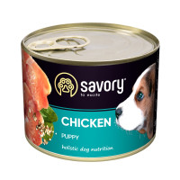 Корм SAVORY вологий повнораціонний корм для цуценят усіх порід з куркою 200г. 30549
