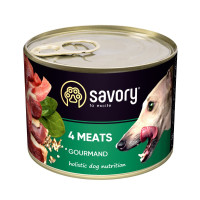 Корм SAVORY вологий повнораціонний для дорослих собак усіх порід з чотирма видами м\'яса 200г. 30389