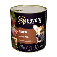 Корм SAVORY вологий повнораціонний для дорослих собак усіх порід з качкою 800 г. 30488
